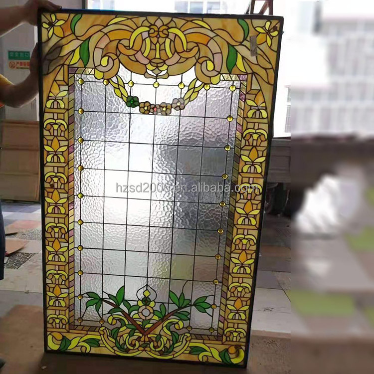 Customized European Style Large Size Chain Tiffany Stained Cut Glass For Wall And Window Tempered Verre