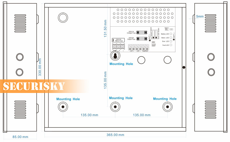 cctv system Access Control Power Supply with Battery Backup  Box 12Volt 5Amp