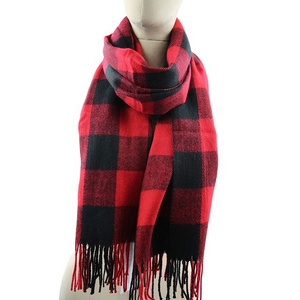 Wholesale Ladies Black Red Green Buffalo Plaid Plush Winter Pashmina Fashion Scarves