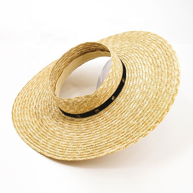 Hawaiian Wide Brim Women Men Open Top Crownless Straw Hats For Beach Travel