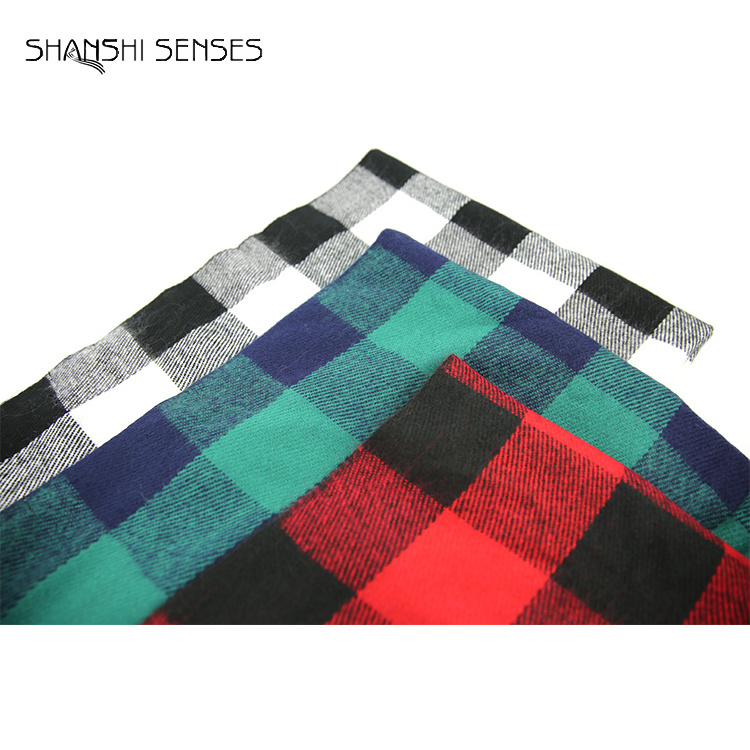 Wholesale Ladies Black Red Green Buffalo Plaid Plush Winter Pashmina Fashion Scarves