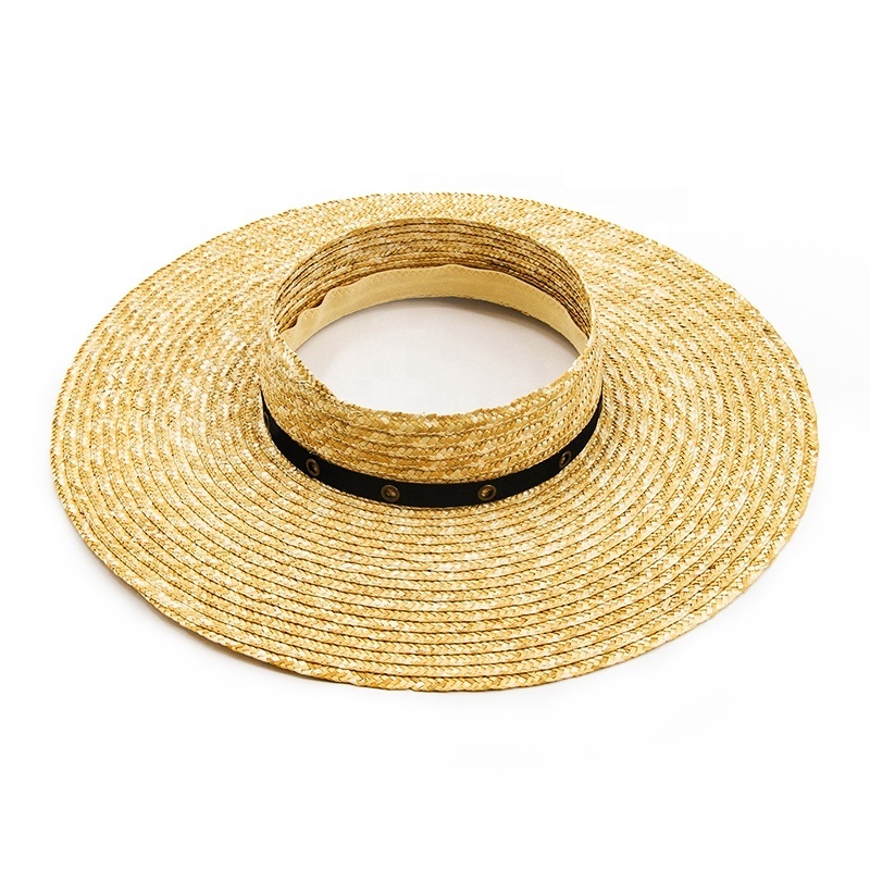 Hawaiian Wide Brim Women Men Open Top Crownless Straw Hats For Beach Travel