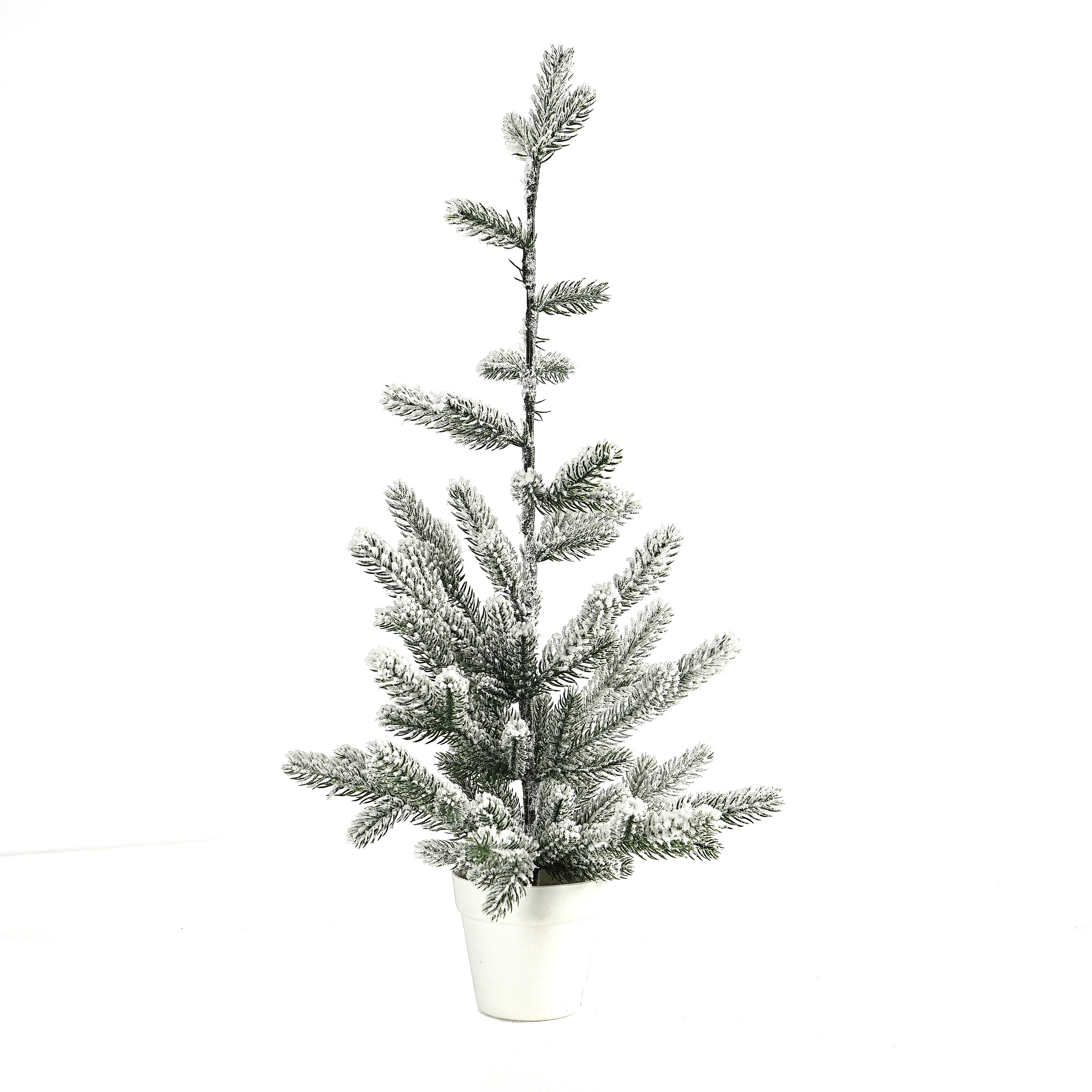 2024 Small PE Pine Snowy Flocking Christmas Tree Desktop Customized Snow spraying Decoration Mantelpiece 64cm Small tree