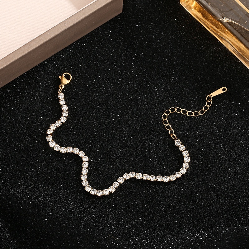 Wholesale Bracelet Jewelry Hip Hop Round Diamond Stainless Steel Women Mens Gold Color Cz Tennis Chain Bracelets Jewelry