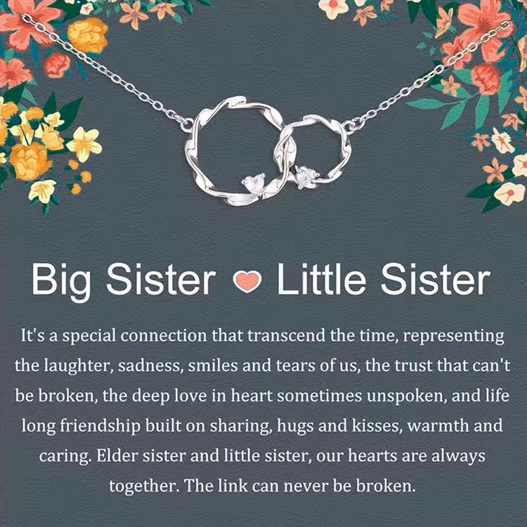 Factory Direct Sale18K Gold Plated Big Sister Little Sister Gifts Interlocking 2 Circles Stainless Steel Twist Necklace