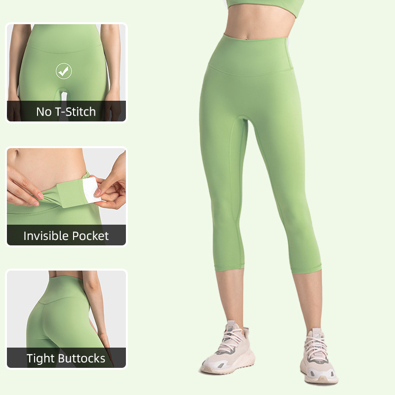 DL065 Lulu Buttery Soft No Camel Toe Yoga Capri Leggings High Waist Gym Fitness Tights