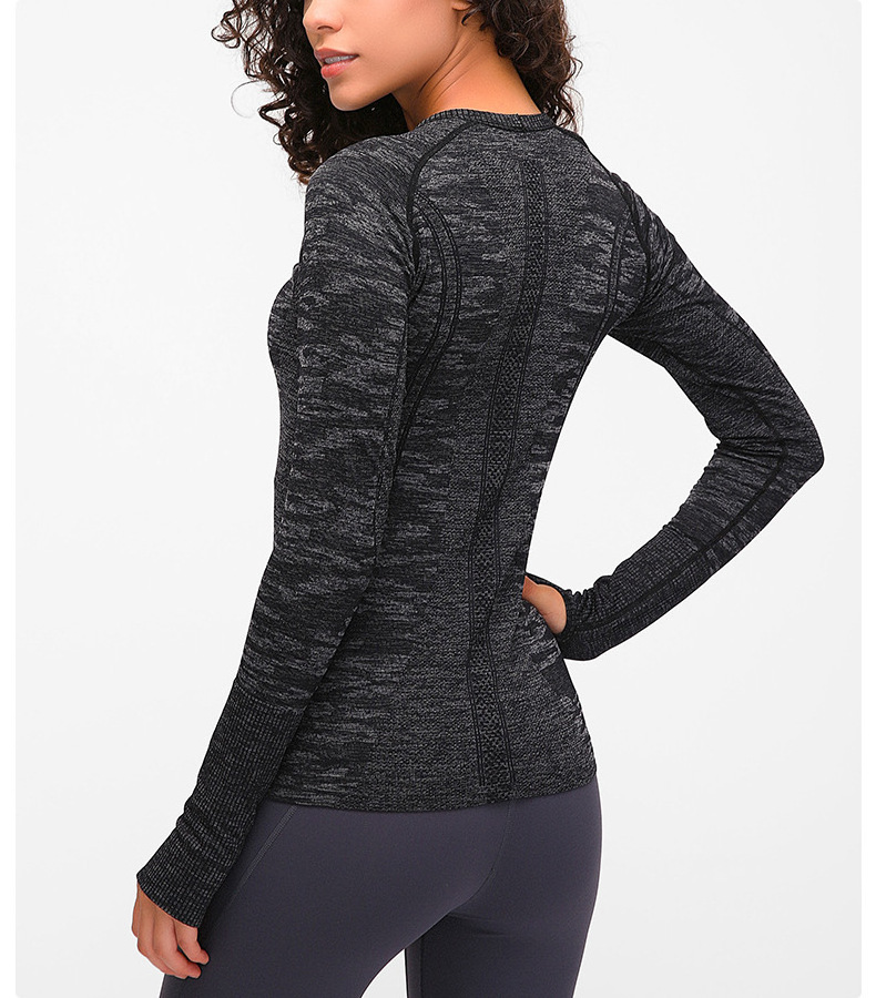 D19083 lulu Women gym fitness sweatshirt long sleeve knitted running top workout clothing with thumb hole