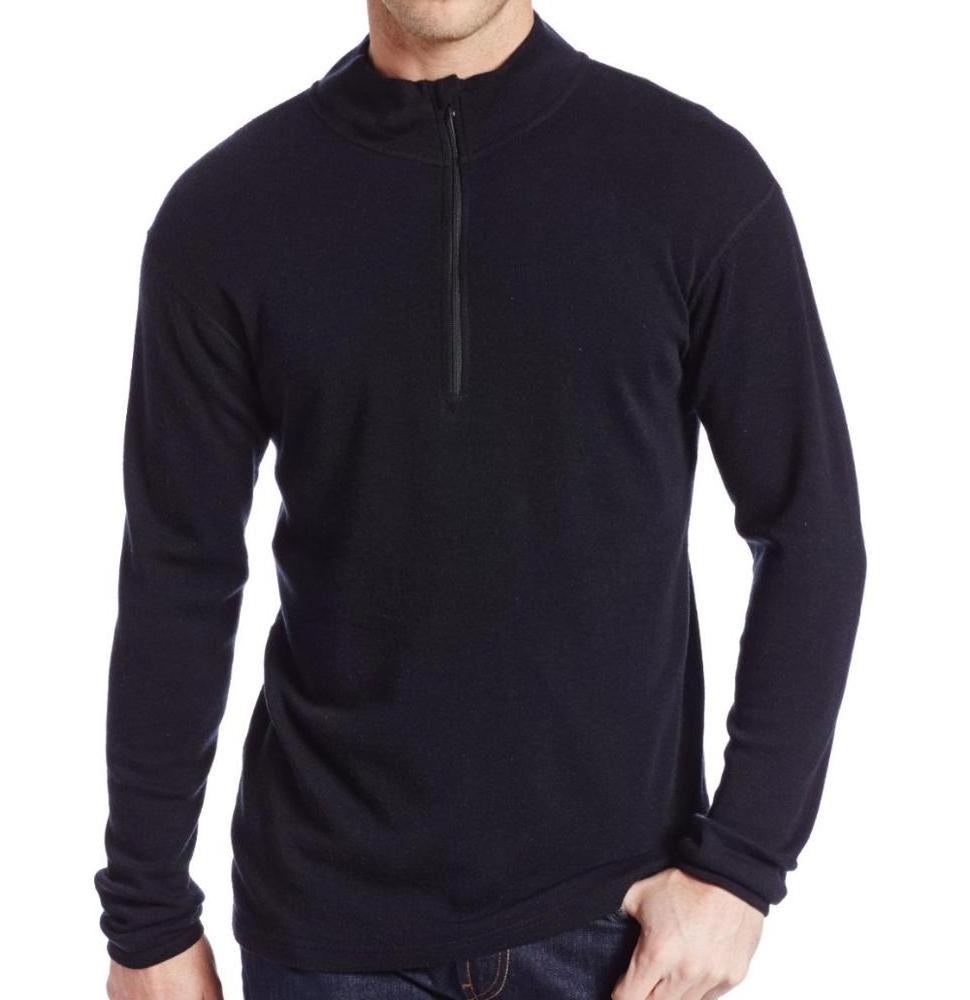 Custom 100% Pure Merino Wool Men's 1/4 Zip Outdoor Athletic Base Layer Sport Long Sleeve Clothes Shirt