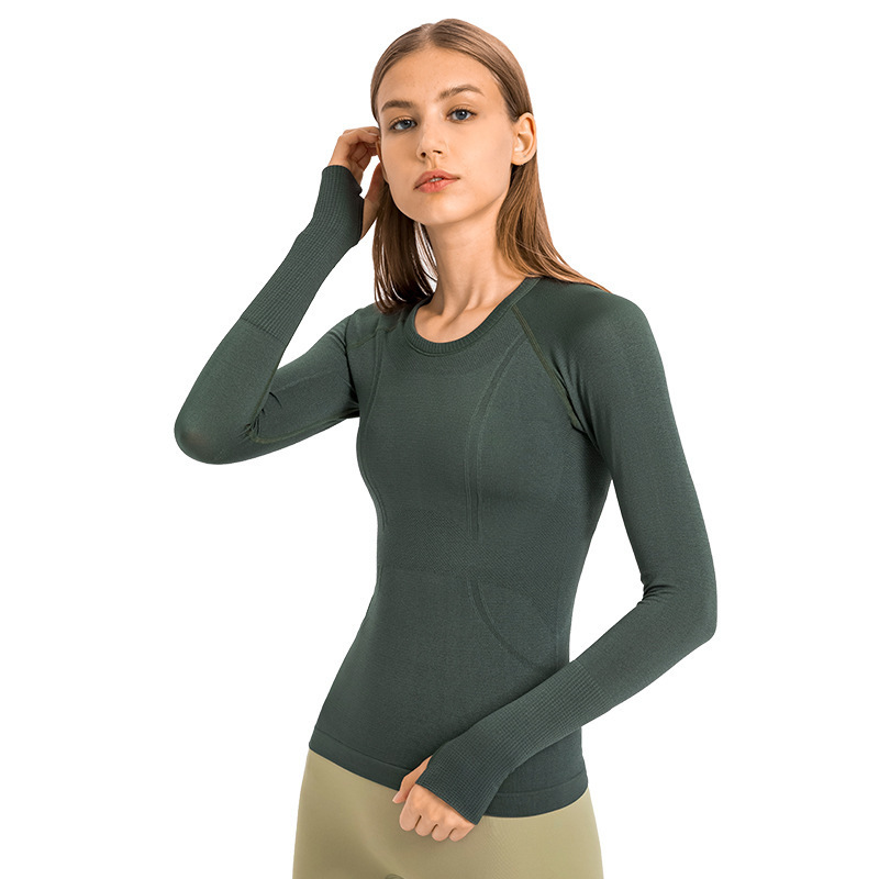 D19083 lulu Women gym fitness sweatshirt long sleeve knitted running top workout clothing with thumb hole