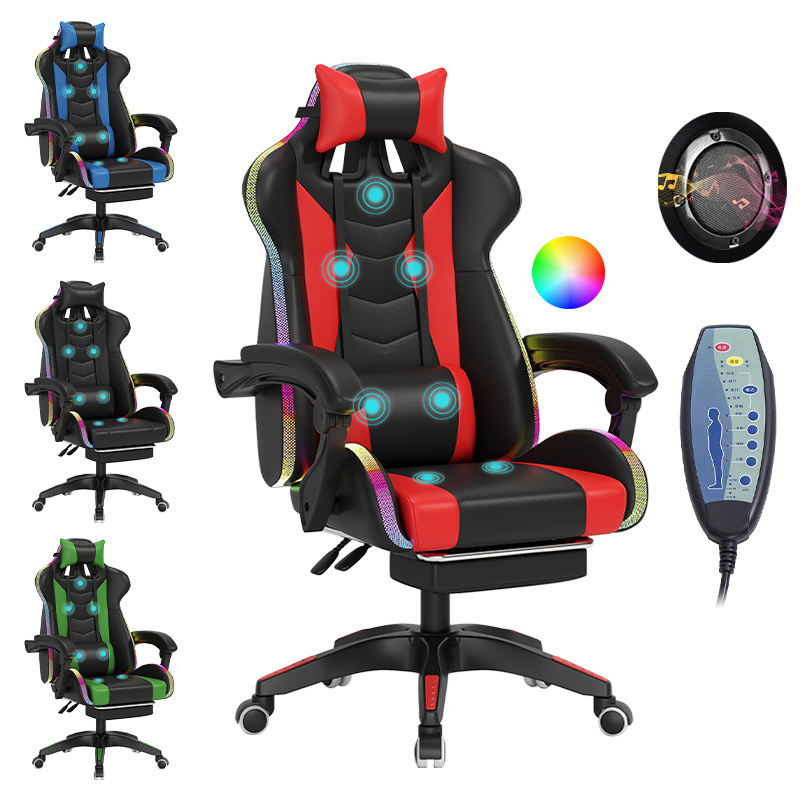 Custom logo ergonomic red 4d armrests game racing leather seat gaming chair with wheels