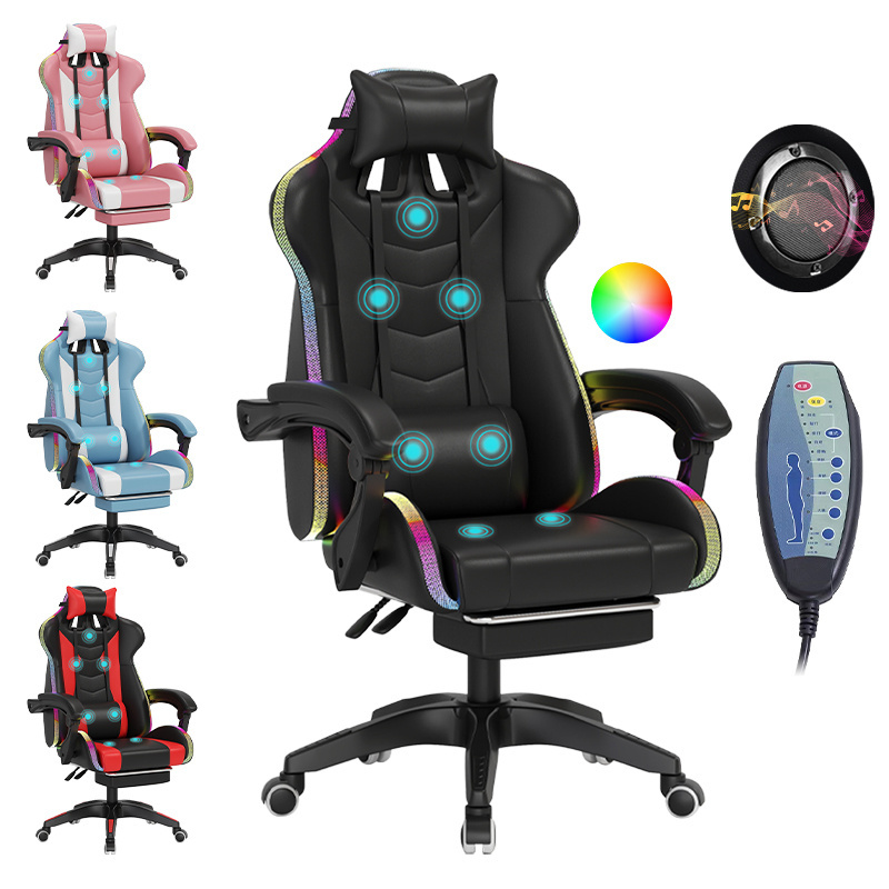 Custom logo ergonomic red 4d armrests game racing leather seat gaming chair with wheels