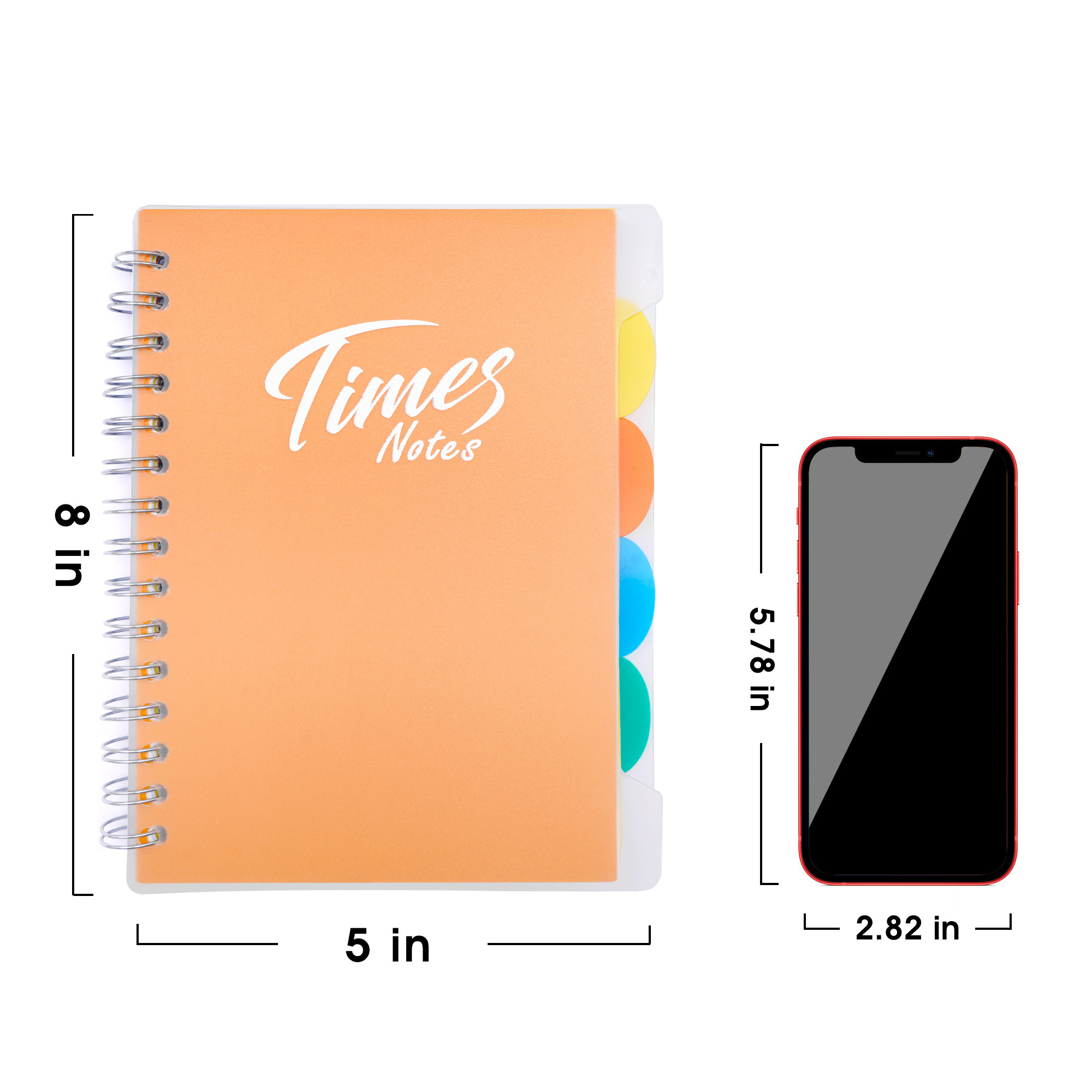 orange 5 subject notebook with tabs notebook with dividers 240 pages multi subject plastic soft cover spiral notebook for school