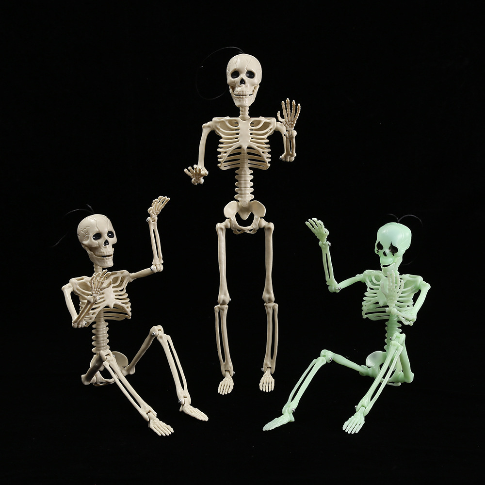 2024 Hot Selling 40cm Luminous Vivid Bendable Halloween Skeletons Skulls For Halloween Outdoor Decoration