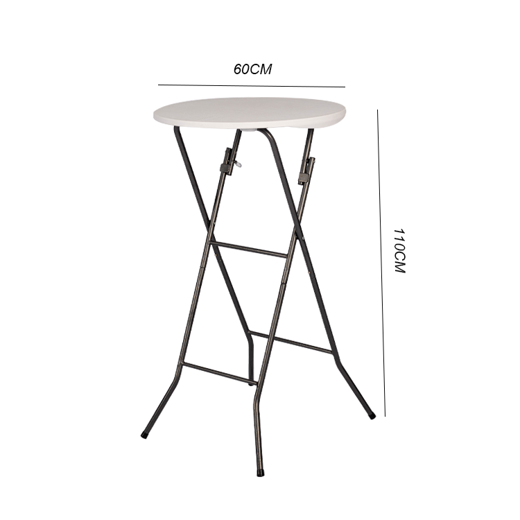 Bar Furniture Modern Design Folding Cafe Table HDPE Top Steel Base Height Adjustable High Bar