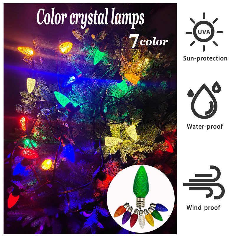 LED Christmas Light String Strawberry Light C7 E12 3V0.6W DC Outdoor Waterproof Multi color Option