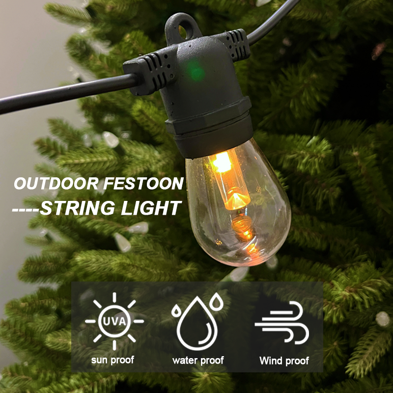 48FT S14 Solar Outdoor In Holiday Lighting Garden Powered String Lights With Bulbs Led Edison string lights outdoor waterproof