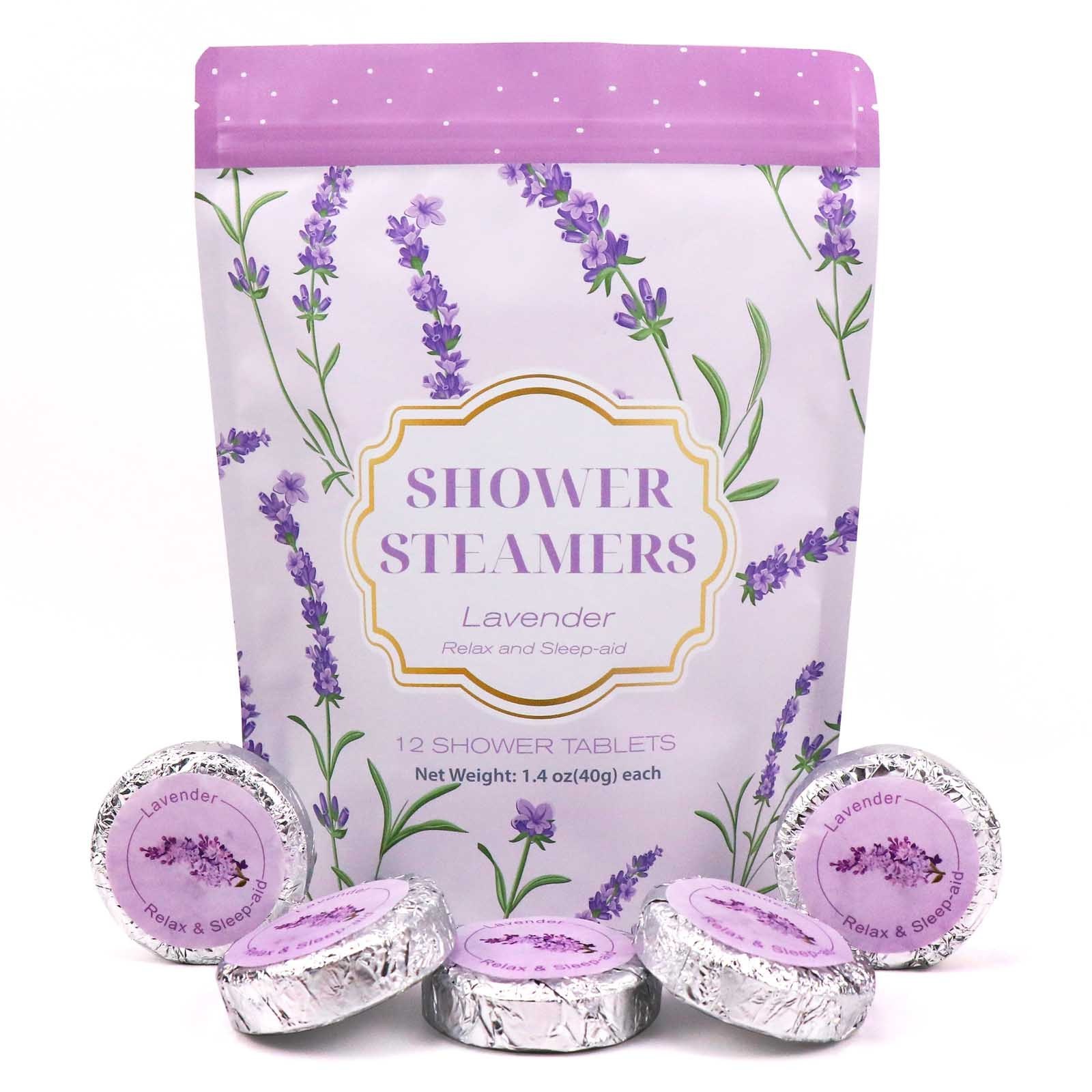 Custom Hot Selling Natural Colorful Organic shower tablets Bag Lavender shower steamers 6/12 Pack