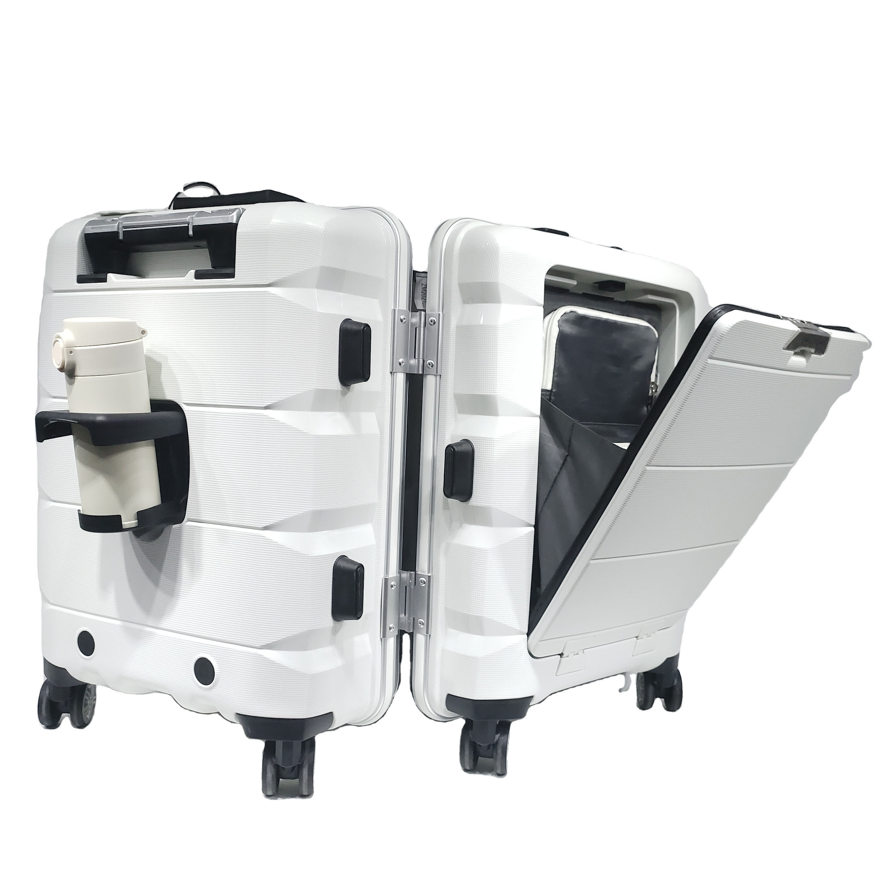 Multifunctional TSA lock Universal wheel Luggage phone holder suitcase with front  double open cup holder carry on Bags