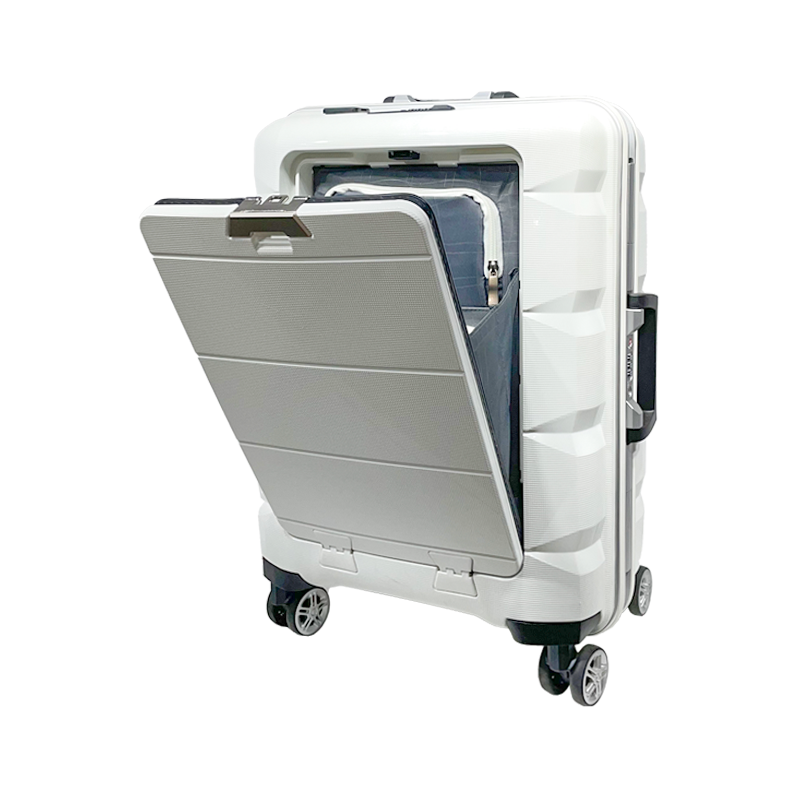 Travel Durable PP Trolley Suitcase Rolling Hard Shell Hand Luggage Set with Front Opening Laptop Mobile Cup Holder