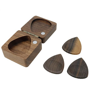 Wholesale solid wood bass guitar ukulele guitar pick with wooden case package