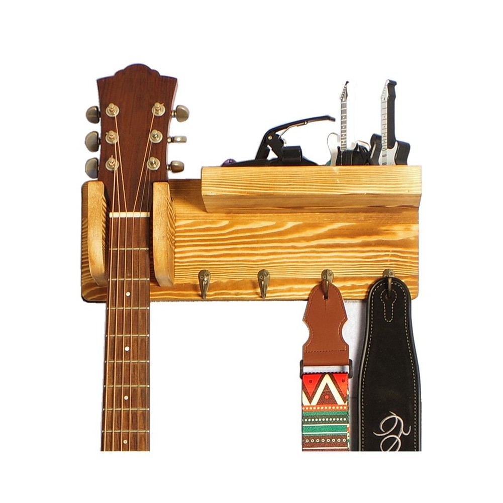 Guitar Solid Wood Hanger Fixed Wall Mount Bracket Guitar Display Stand With 4 Hooks Guitar Ukulele Hook Stand