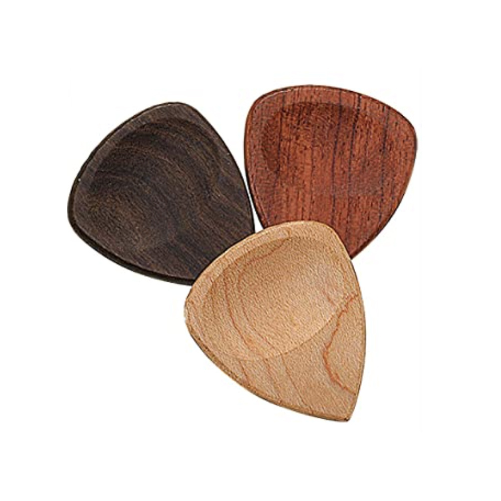 Wholesale solid wood bass guitar ukulele guitar pick with wooden case package