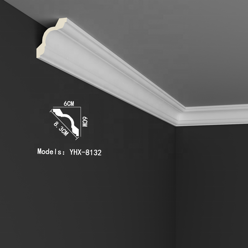 Ceiling Decoration Pure White Pu Cornice Crown Shape Polyurethane Crown Molding For Ceiling