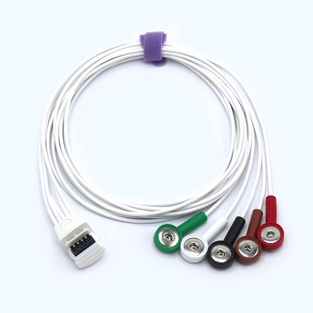 Mortara H3 compatible ECG Holter Cable 5 Leads Snap  Cabos de paciente ECG  compatible SG5196S