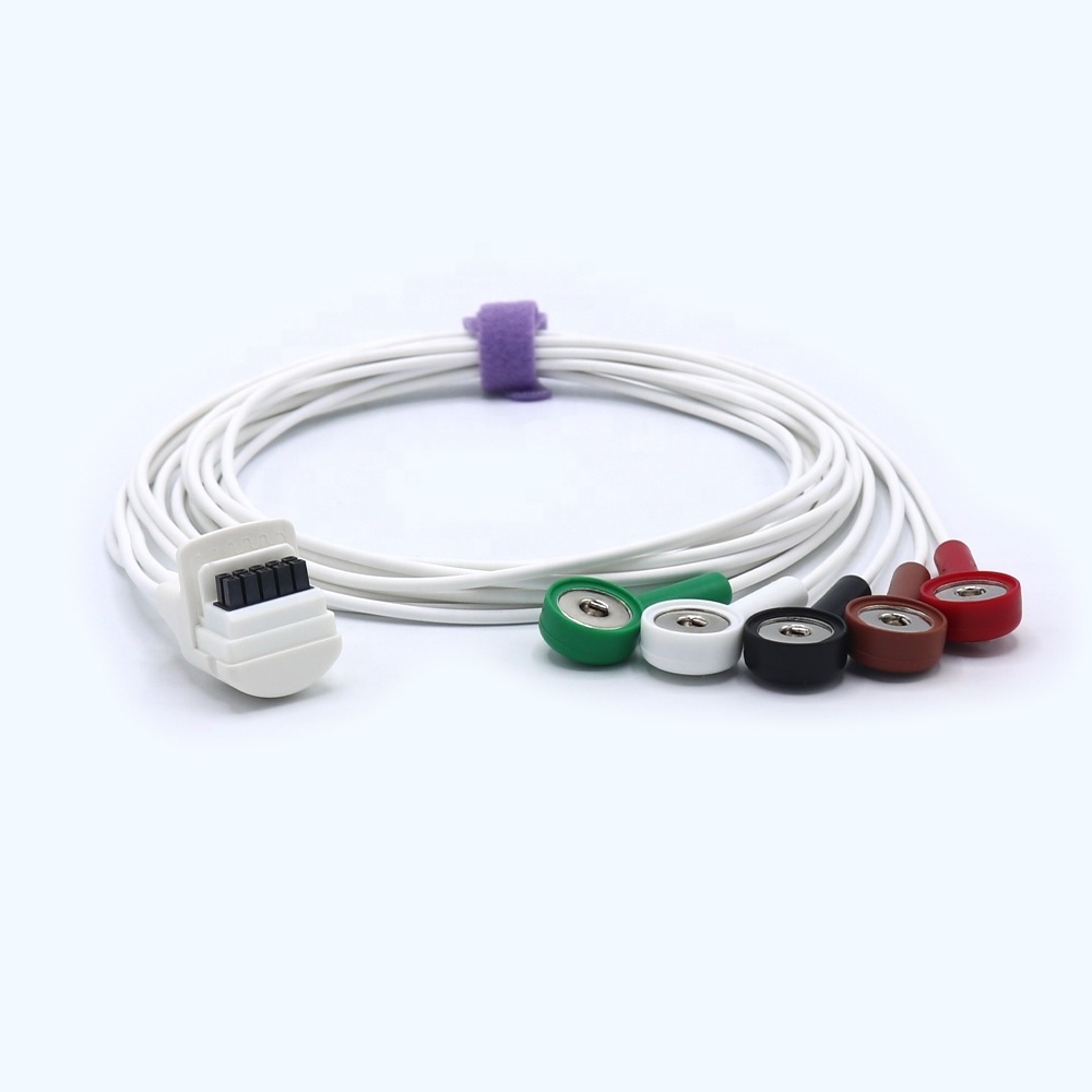 Mortara H3 compatible ECG Holter Cable 5 Leads Snap  Cabos de paciente ECG  compatible SG5196S