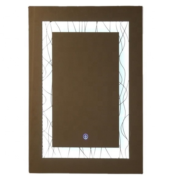 Hot Sale Decorative Wooden Frame Mirror Smart LED Bathroom Mirror with Illuminated Back Cover and Switch Magnifying Feature