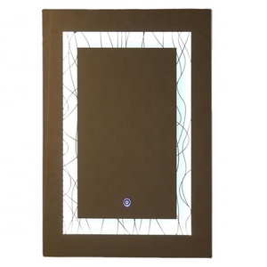 Hot Sale Decorative Wooden Frame Mirror Smart LED Bathroom Mirror with Illuminated Back Cover and Switch Magnifying Feature