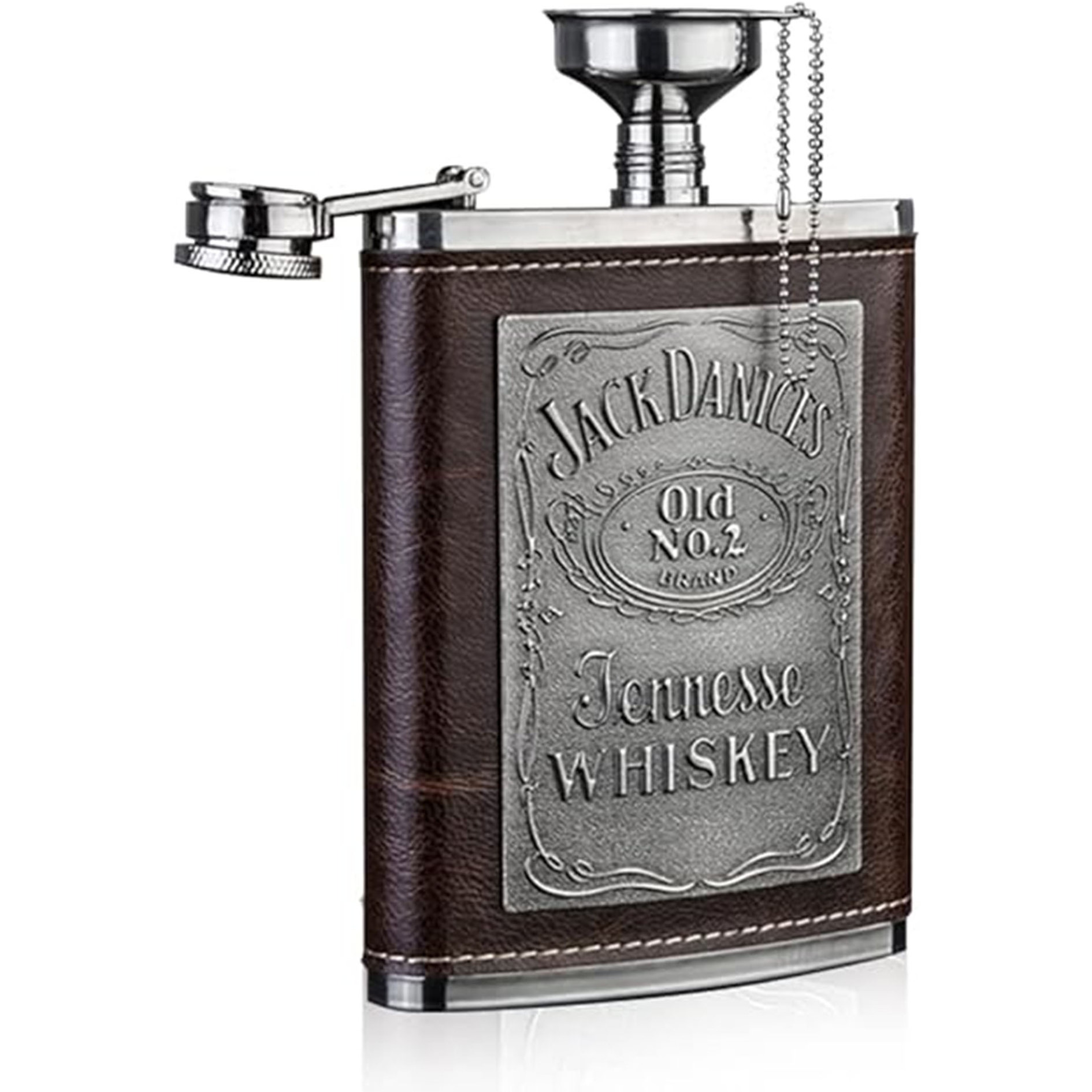 Flask flagon with Funnel Leather Stainless Steel Flask 8oz Leak proof Hip Flask for Liquor Whiskey Vodka Alcohol Gift for Men