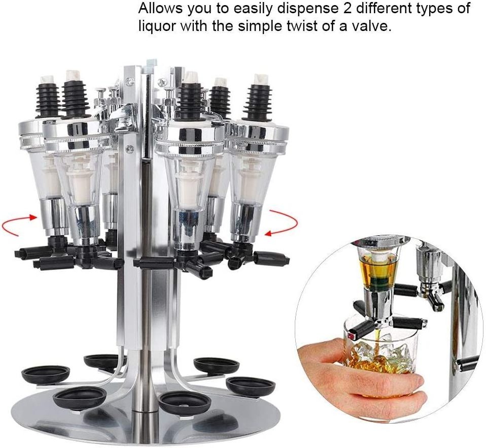 High ended 6 Bottle Liquor Dispenser Revolving Liquor Dispenser Bottle Holder for Alcohol