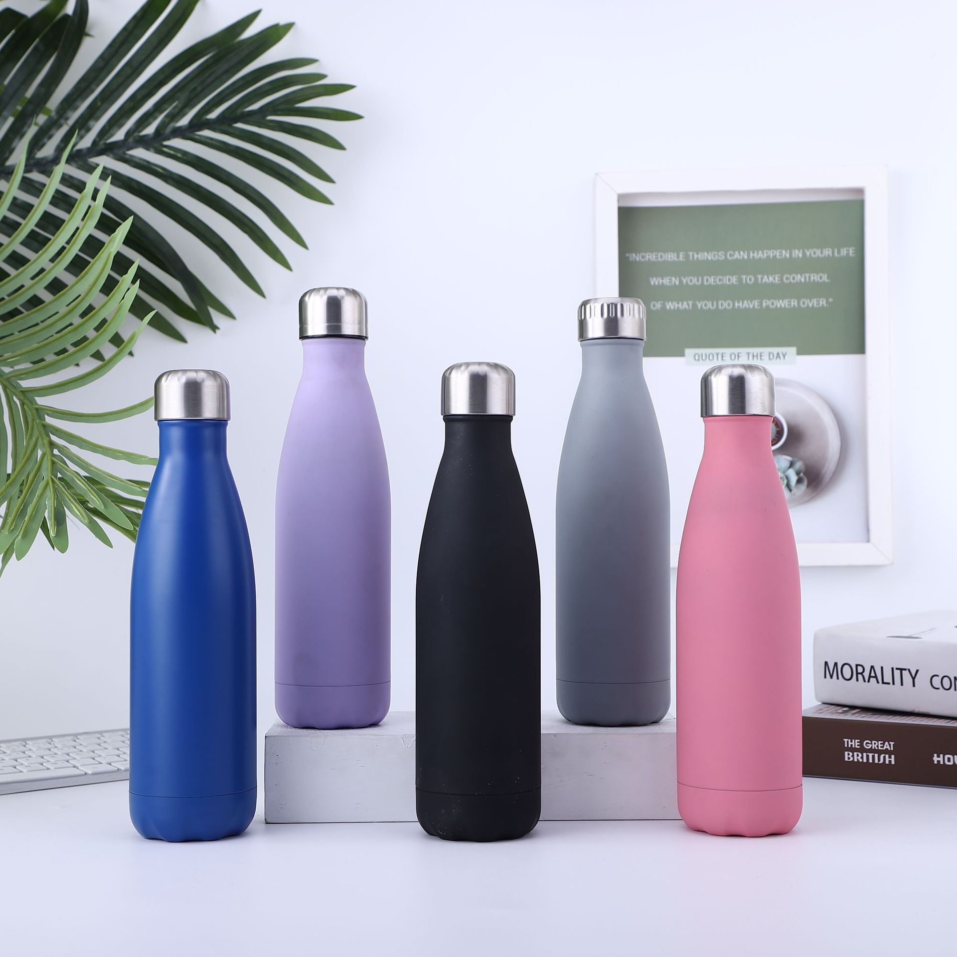 Customized  Logo chinanese Style double wall Tea bottle vacuum thermal jug flask gift set sport drink water bottle