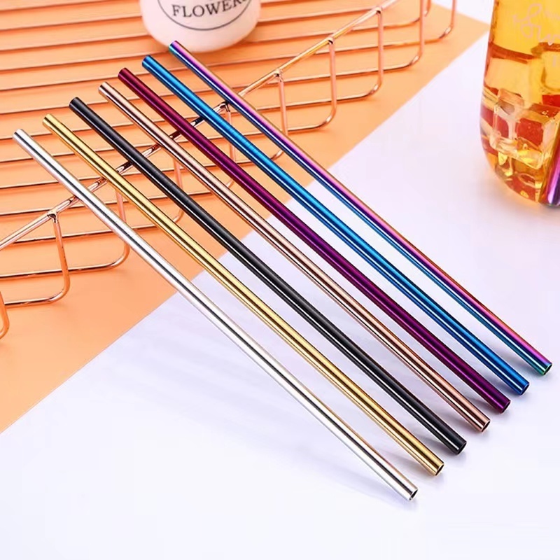 Factory direct sales food grade 304 stainless steel straw set for children and adults 316 stainless steel color metal straws