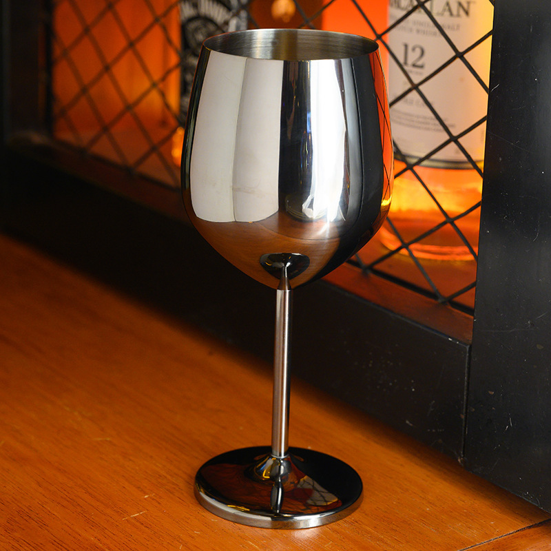 Factory customized 500mL 304 stainless steel single-layer high foot red wine glass with copper plated wine glass