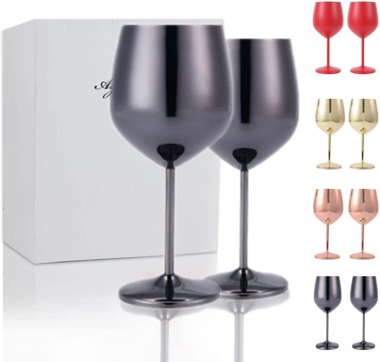 Factory customized 500mL 304 stainless steel single-layer high foot red wine glass with copper plated wine glass