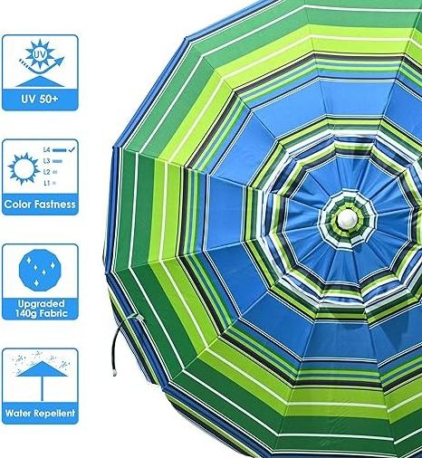 41.7 Inch Chair Umbrella with Clamp Universal Adjustable UV Protection Beach Umbrella Clip on Wheelchair Umbrella