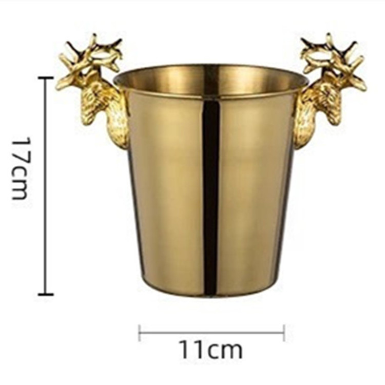 high quality  promotion china wooden grain ice bucket promotion list metal wine chiller ice buckets with strainer