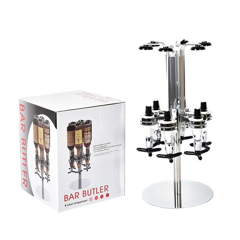 High ended 6 Bottle Liquor Dispenser Revolving Liquor Dispenser Bottle Holder for Alcohol