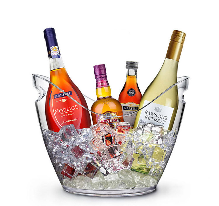 Beer Bottles Storage Tub   Perfect for Wine Champagne Clear Plastic 3.5 Liter Beer Ice Bucket