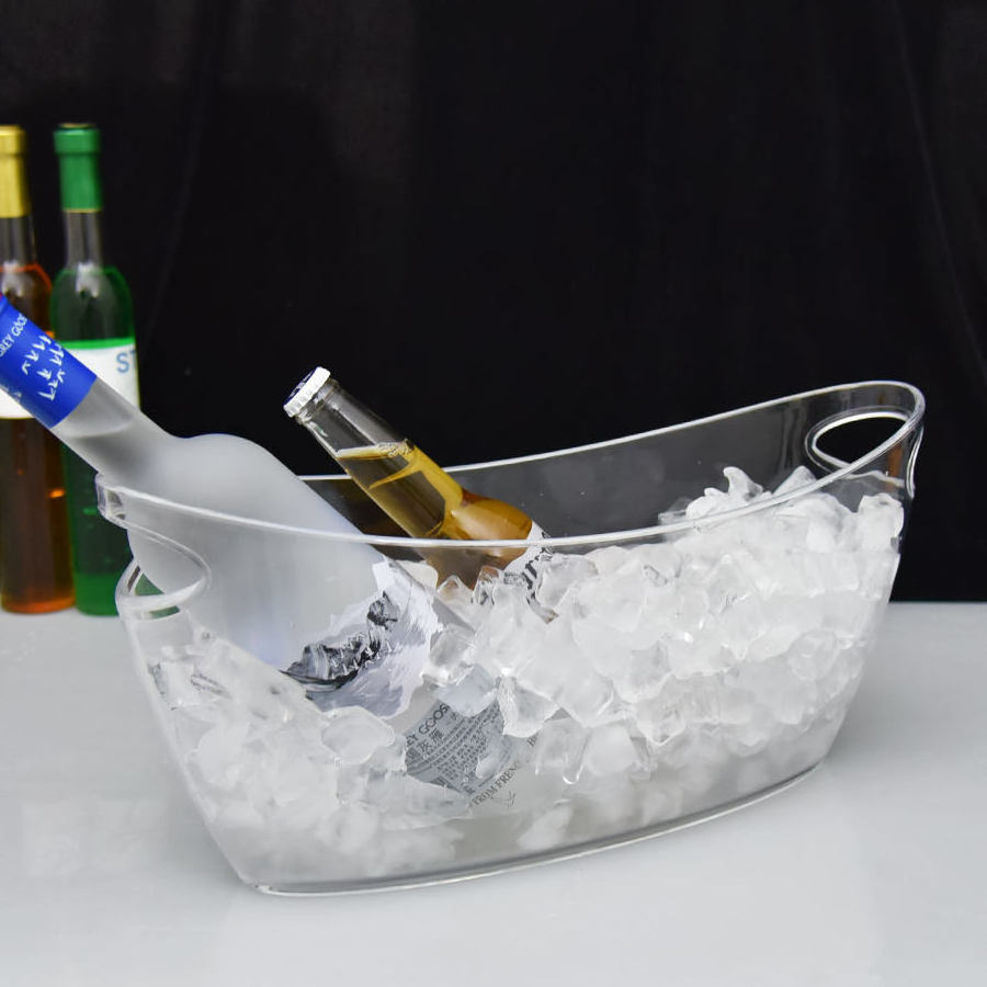 PS plastic acrylic ice bucket bar club beer cooler bucket custom colored logo container ship shaped bucket