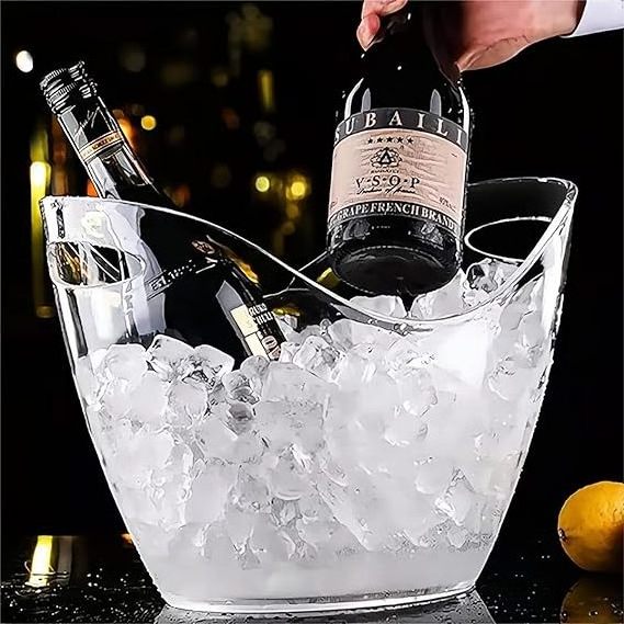 Champagne bucket for parties and drinks plastic acrylic ice bucket with scoop for cocktail bar suitable for champagne or beer bo