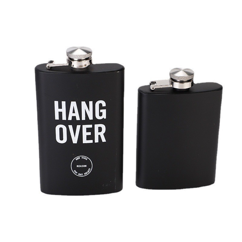 High Quality whiskey hip flask  matte black stainless steel whisky wine hip flask set with solid gift box portable hip flask