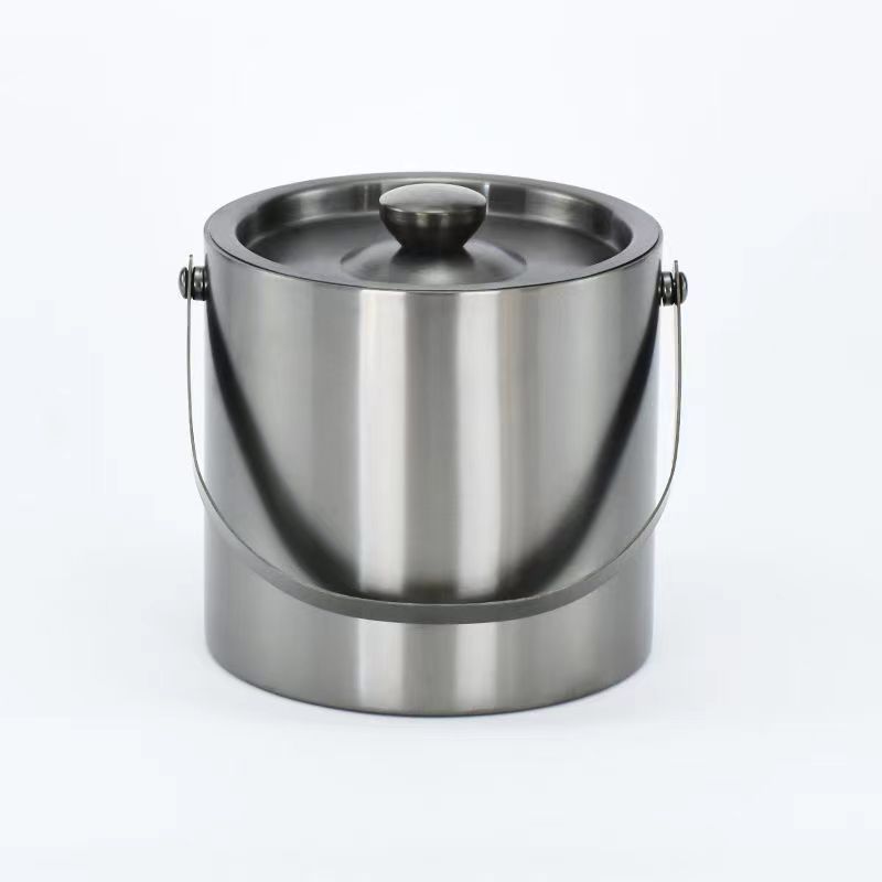 high quality  promotion china wooden grain ice bucket promotion list metal wine chiller ice buckets with strainer