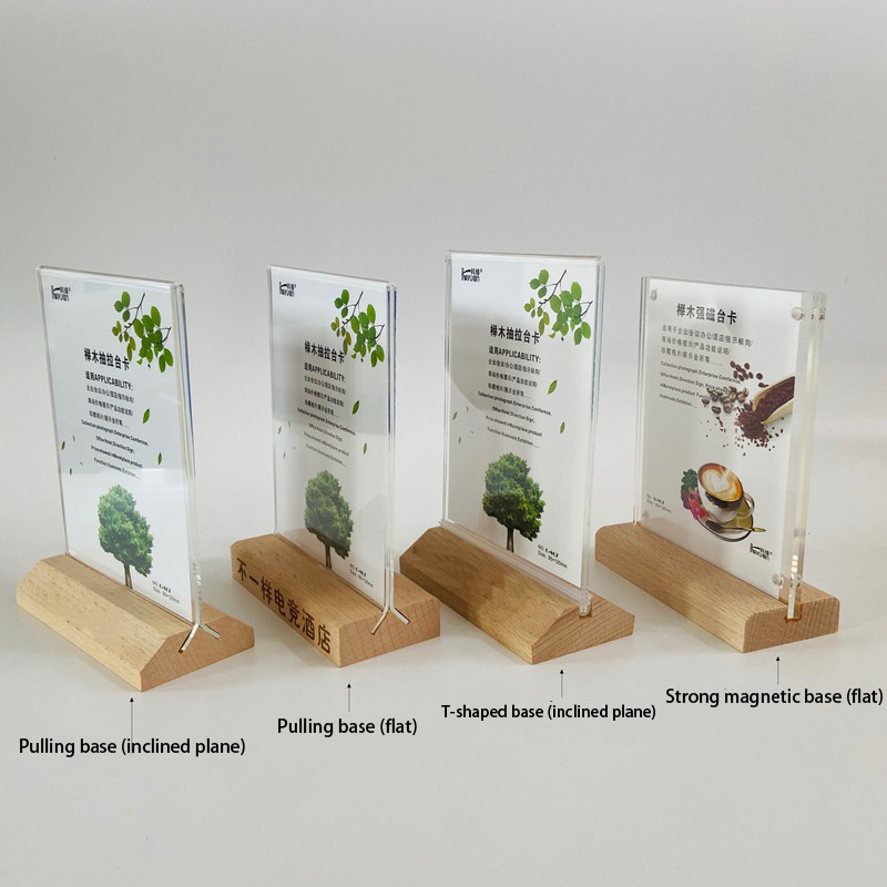 5 x 7 Inches Acrylic Sign Holder Table Menu Display Stand for Office Restaurant wood&acrylic menu stand