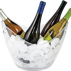 Champagne bucket for parties and drinks plastic acrylic ice bucket with scoop for cocktail bar suitable for champagne or beer bo