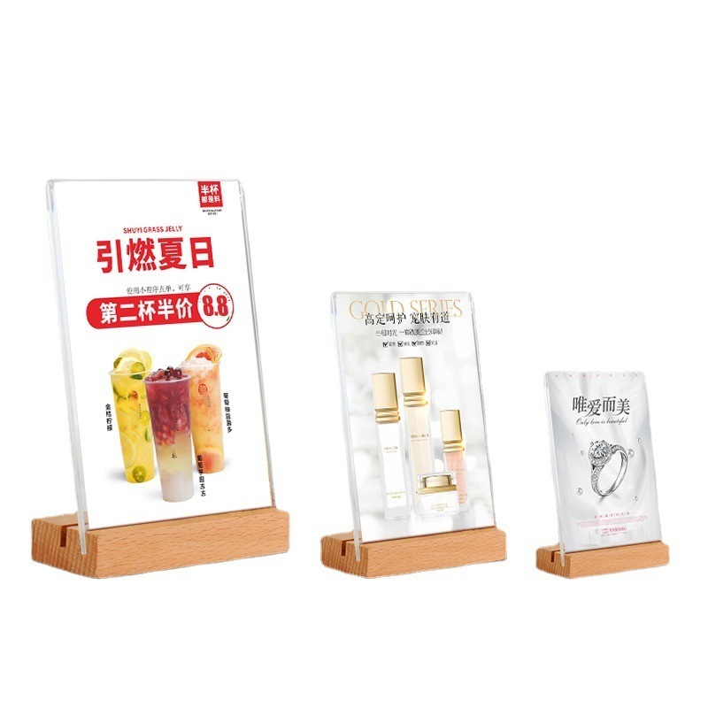 5 x 7 Inches Acrylic Sign Holder Table Menu Display Stand for Office Restaurant wood&acrylic menu stand