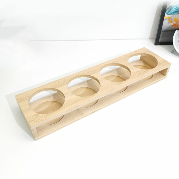 Bulk sale of wooden wine trays available for hotels Long handled wine glass trays solid wood bases red wine wooden trays