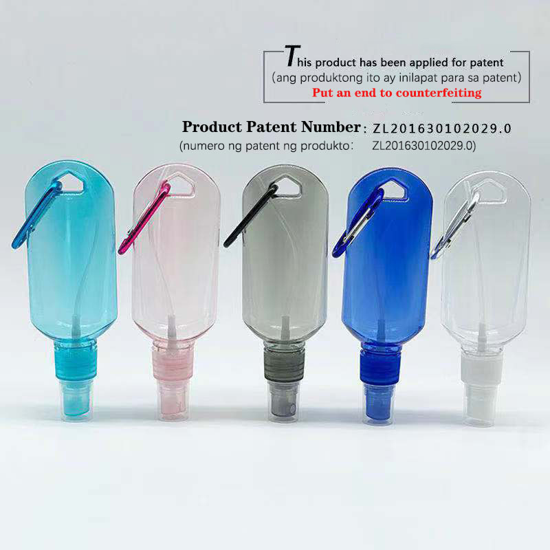 30ml 50ml 60ml Hand Sprayer Container Packaging Plastic Alcohol Mist Spray Bottle With Keychain